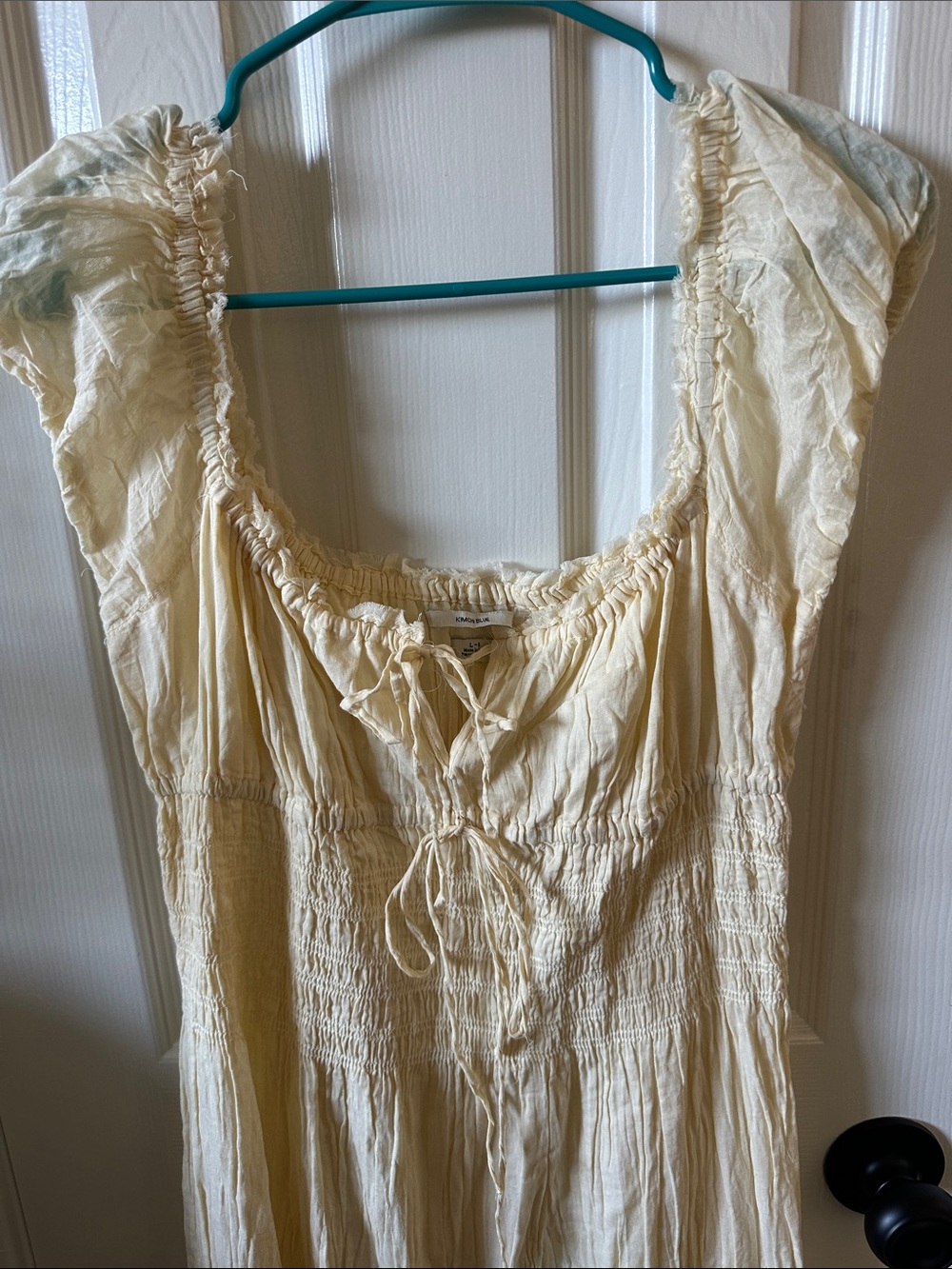 Kimchi Blue Pale Yellow Maxi Dress with Smocked Bodice - Picture 3 of 4